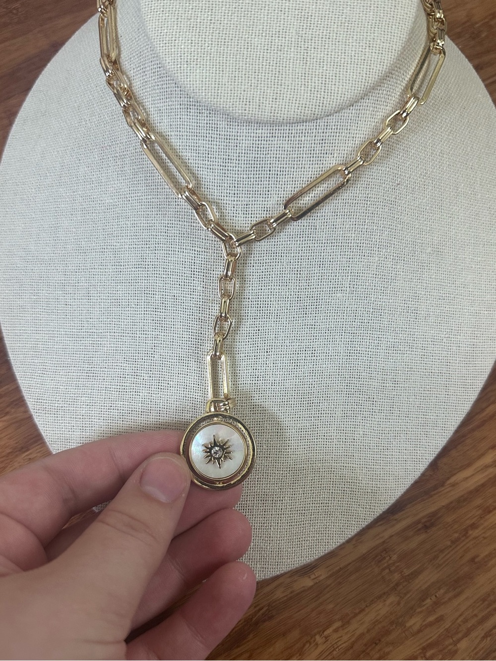 Mignonne Gavigan LUNA Charm Necklace 14K gold Plated Pearl Boho Crystal - Picture 8 of 10